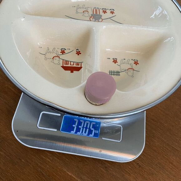 Vintage Little Bo Peep Baby Warming Dish with Chromium Handles, 1940s - Picture 9 of 12